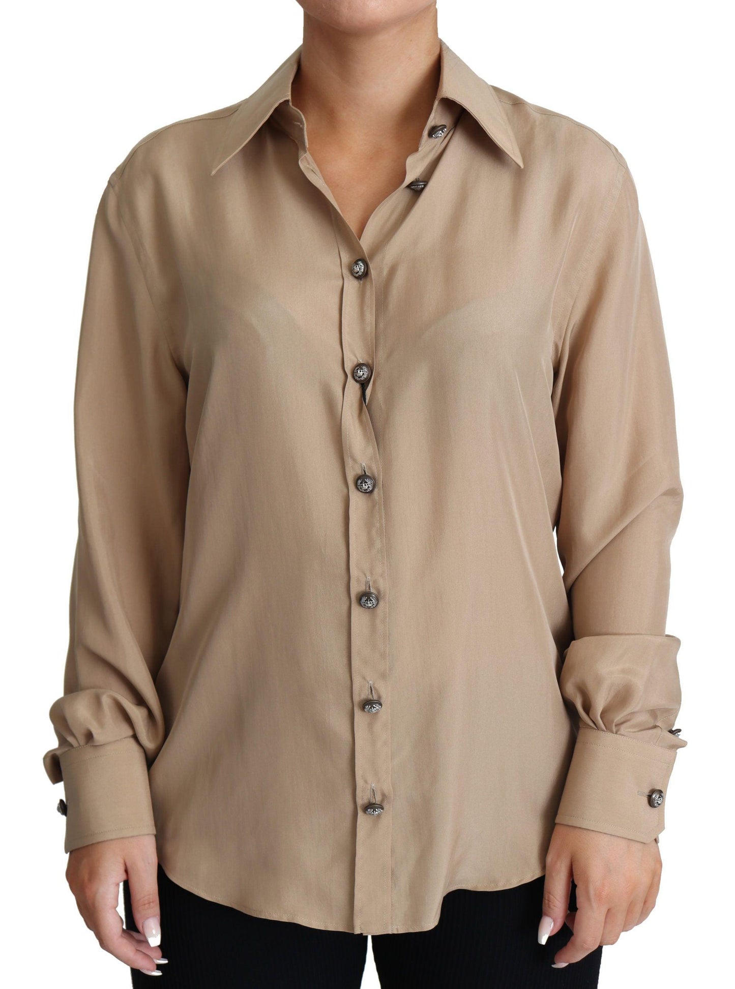 Dolce & Gabbana Elegant Beige Silk Shirt - Arichezz.store