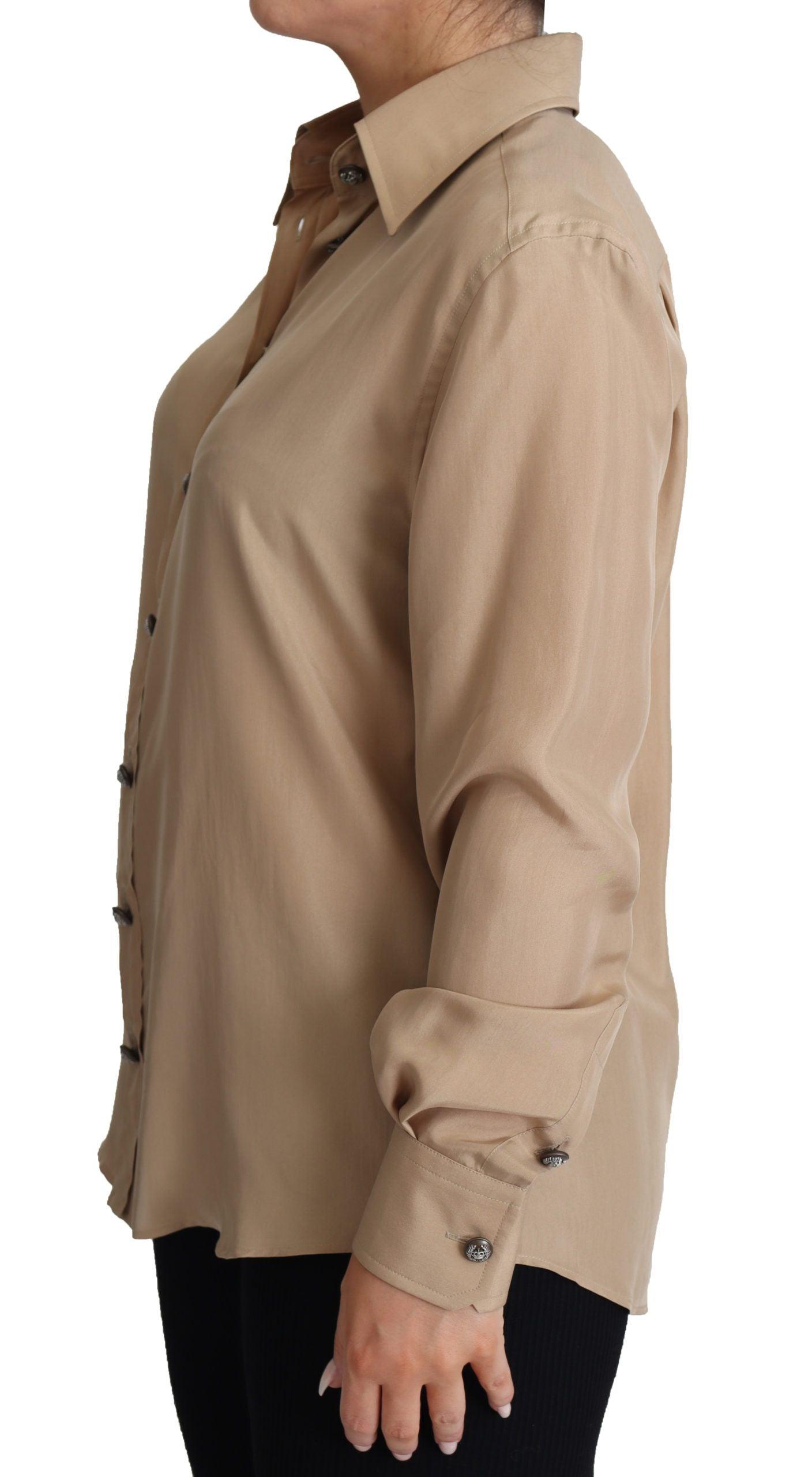 Dolce & Gabbana Elegant Beige Silk Shirt - Arichezz.store