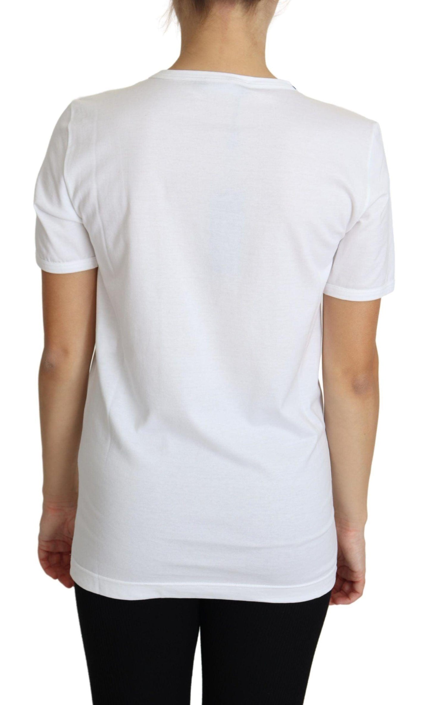 Dolce & Gabbana Crystal-Embellished White Cotton Tee - Arichezz.store