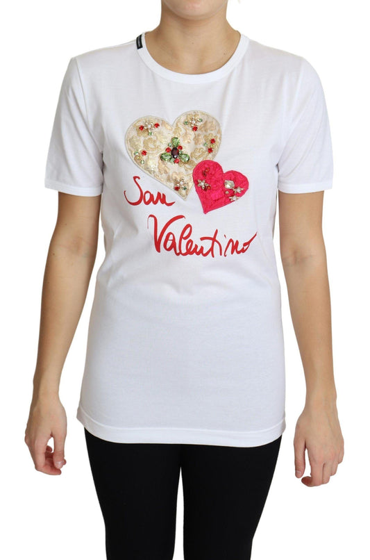 Dolce & Gabbana Crystal-Embellished White Cotton Tee - Arichezz.store