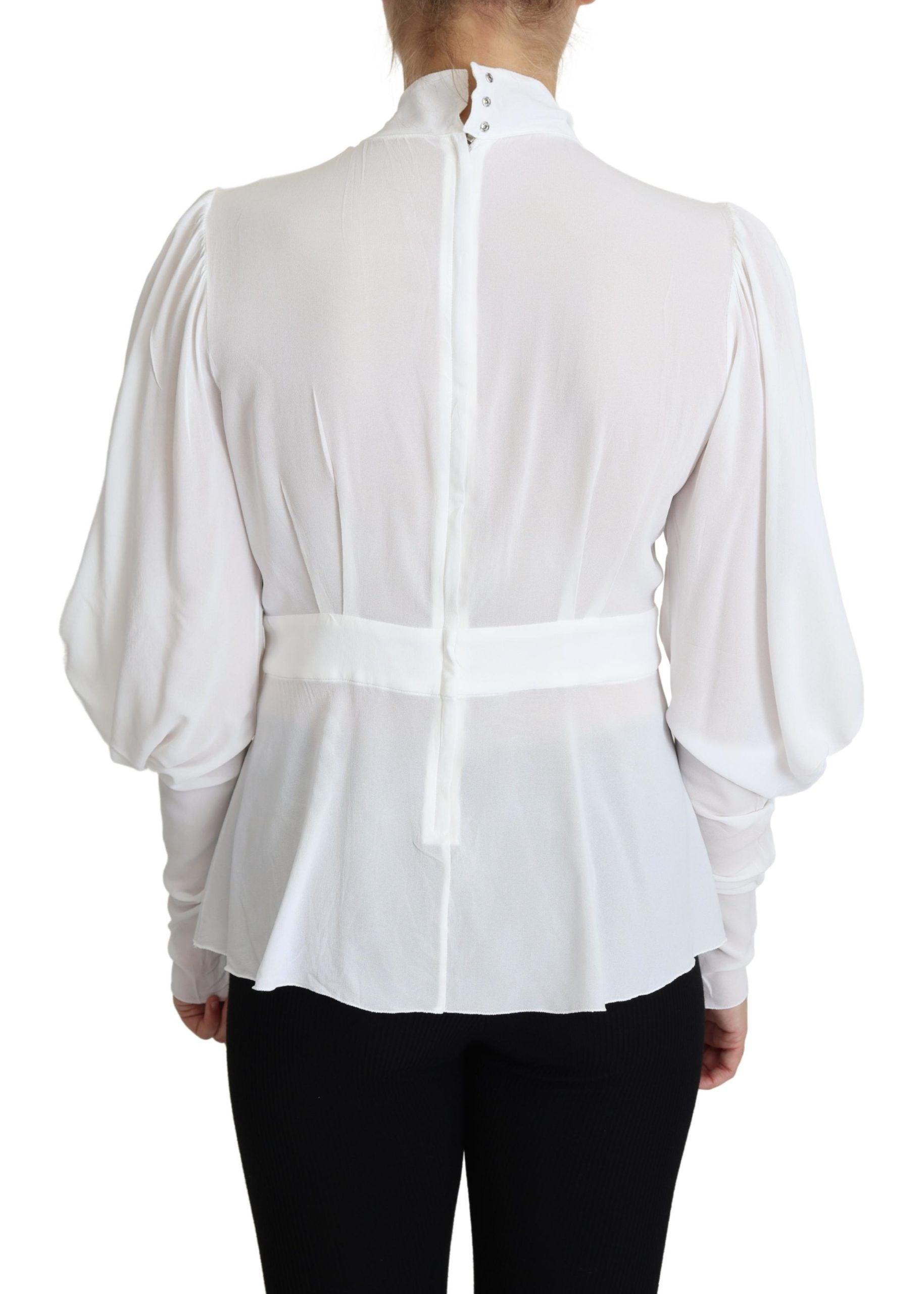 Dolce & Gabbana Elegant Snow-White Viscose Blouse - Arichezz.store