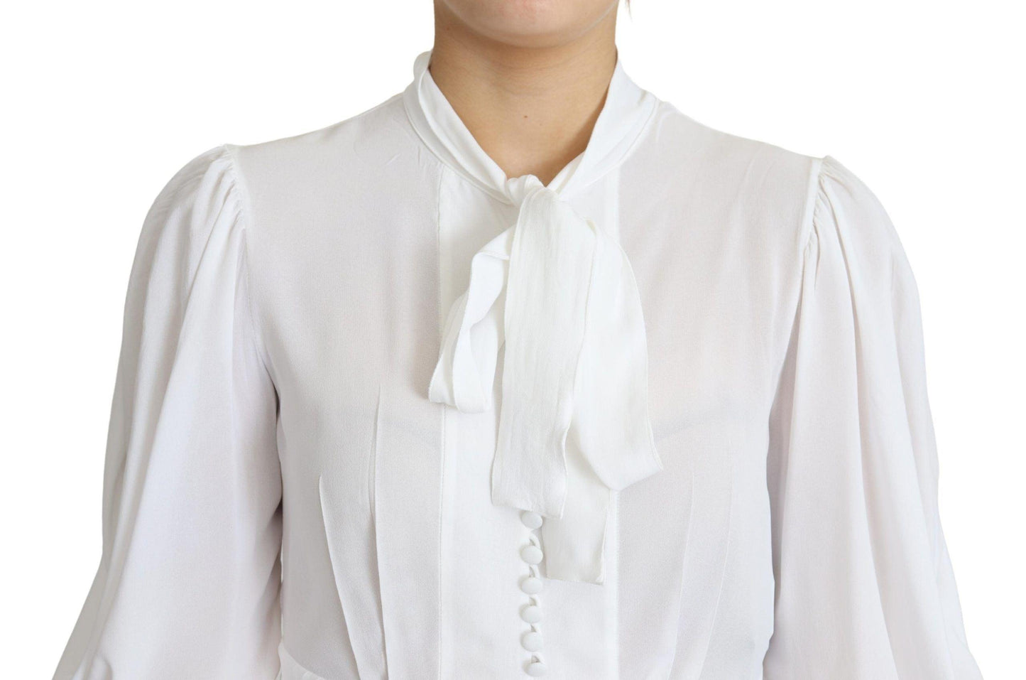 Dolce & Gabbana Elegant Snow-White Viscose Blouse - Arichezz.store