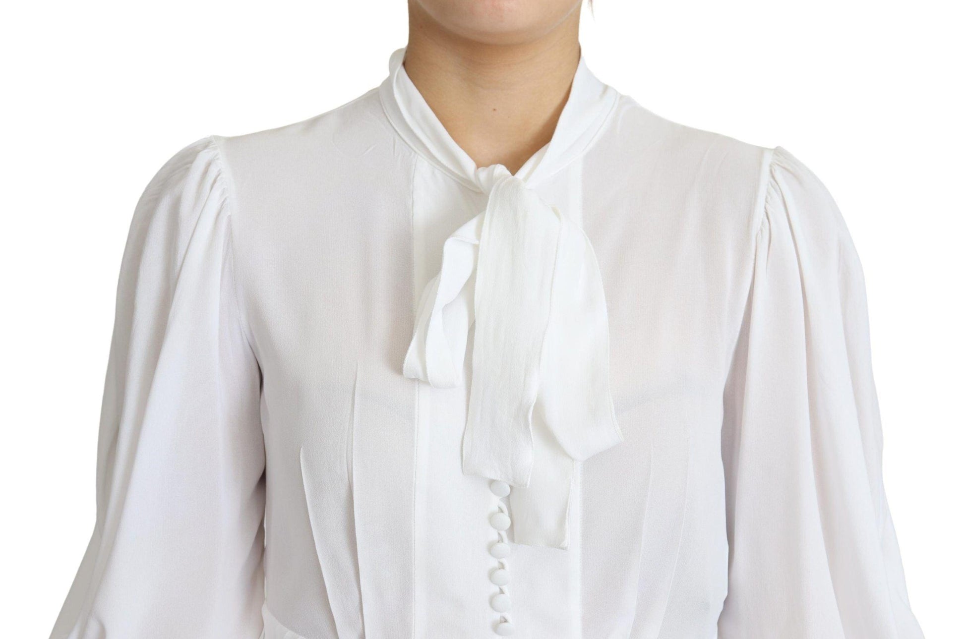 Dolce & Gabbana Elegant Snow-White Viscose Blouse - Arichezz.store