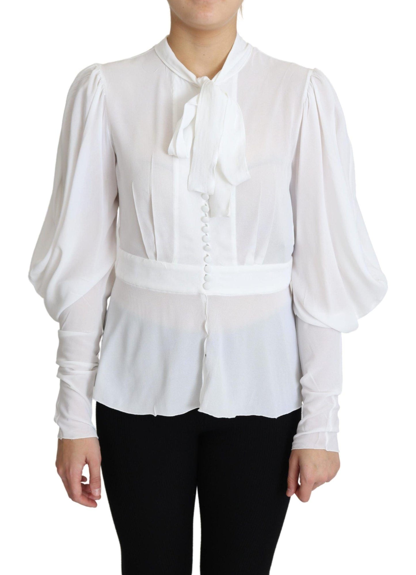 Dolce & Gabbana Elegant Snow-White Viscose Blouse - Arichezz.store