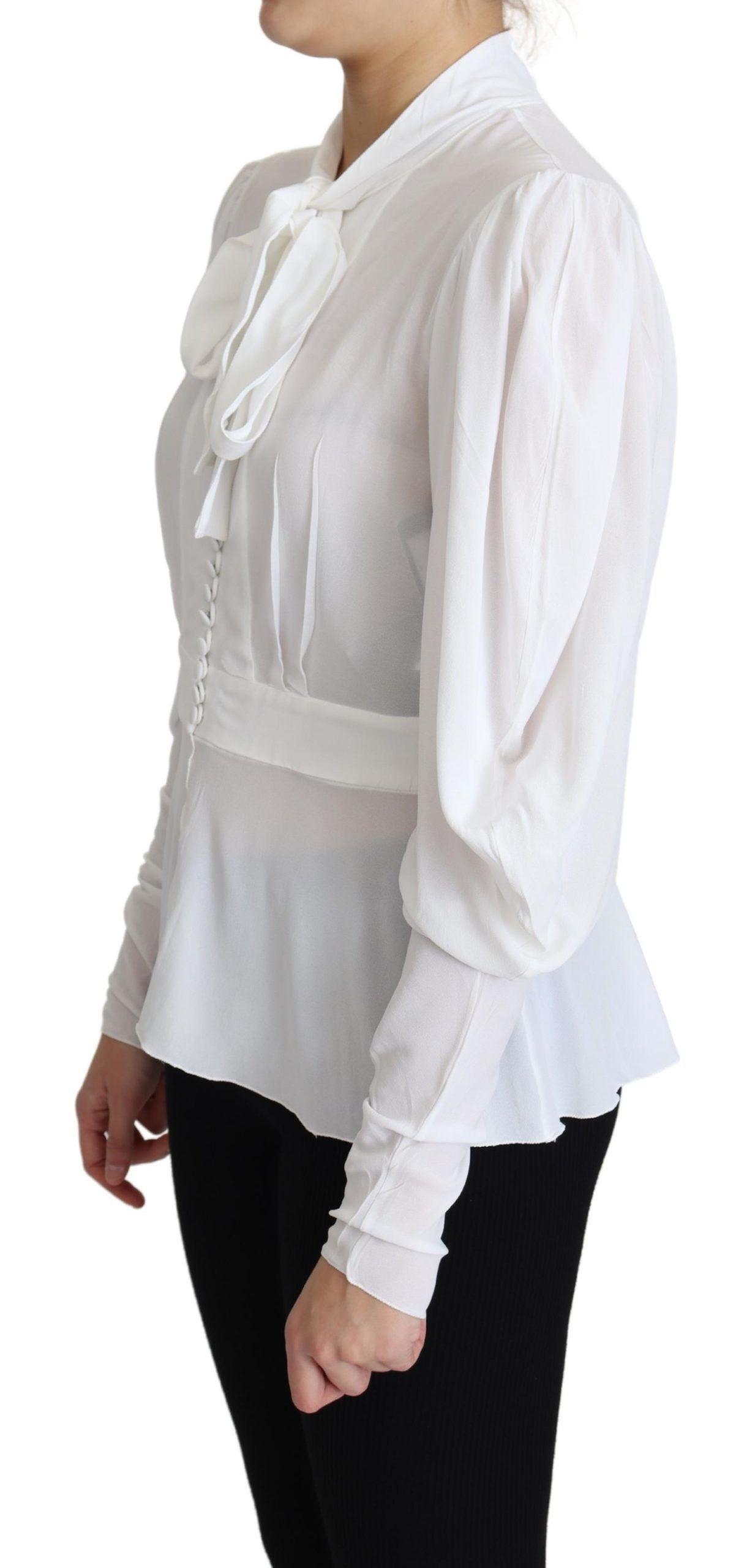 Dolce & Gabbana Elegant Snow-White Viscose Blouse - Arichezz.store