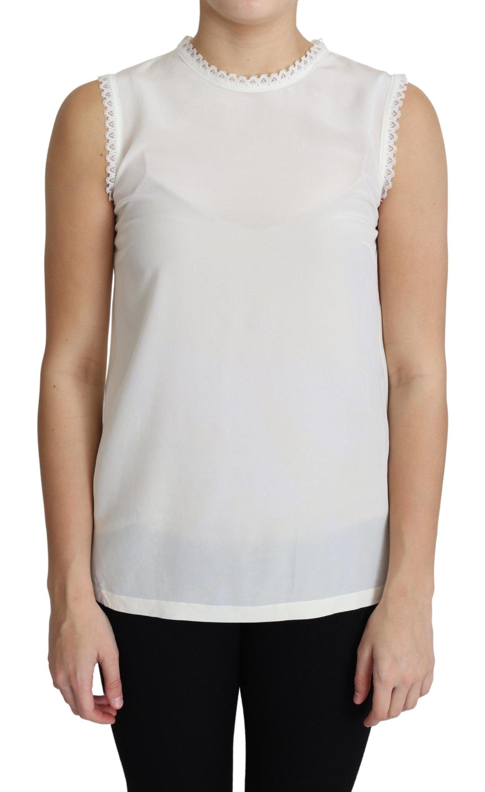 Dolce & Gabbana Elegant Silk Lace-Detailed Sleeveless Blouse - Arichezz.store