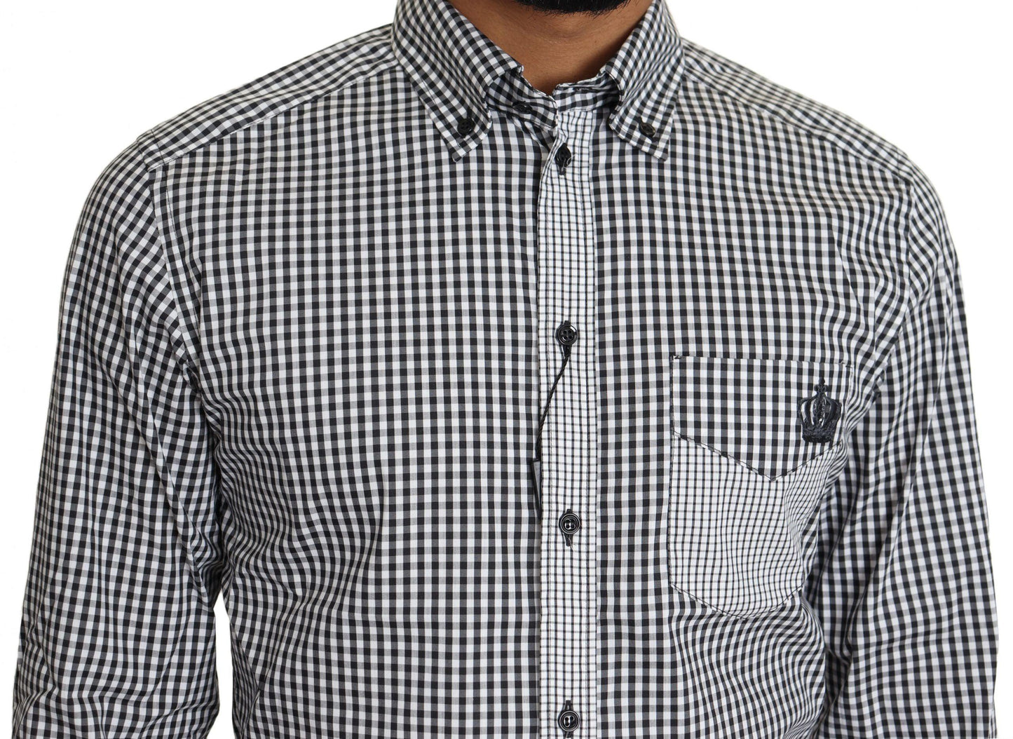 Dolce & Gabbana Elegant Black & White Checkered Gold Casual Shirt - Arichezz.store