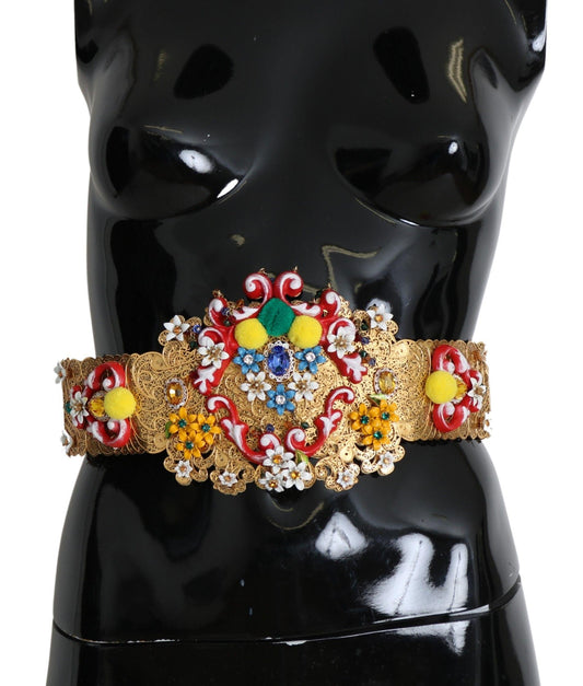 Dolce & Gabbana Gold-Tone Floral Crystal Waist Belt - Arichezz.store