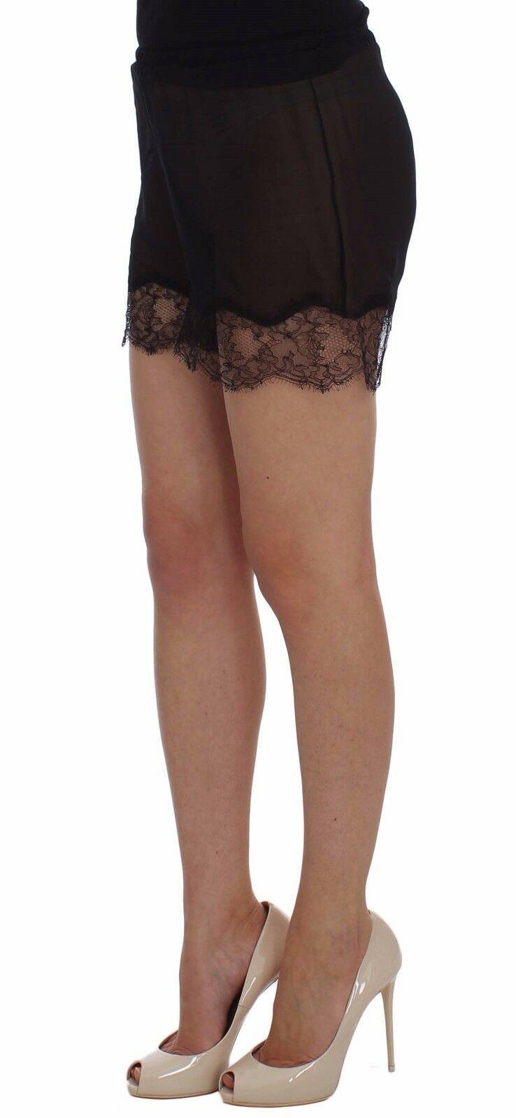 Dolce & Gabbana Elegant Black Floral Lace Silk Shorts - Arichezz.store