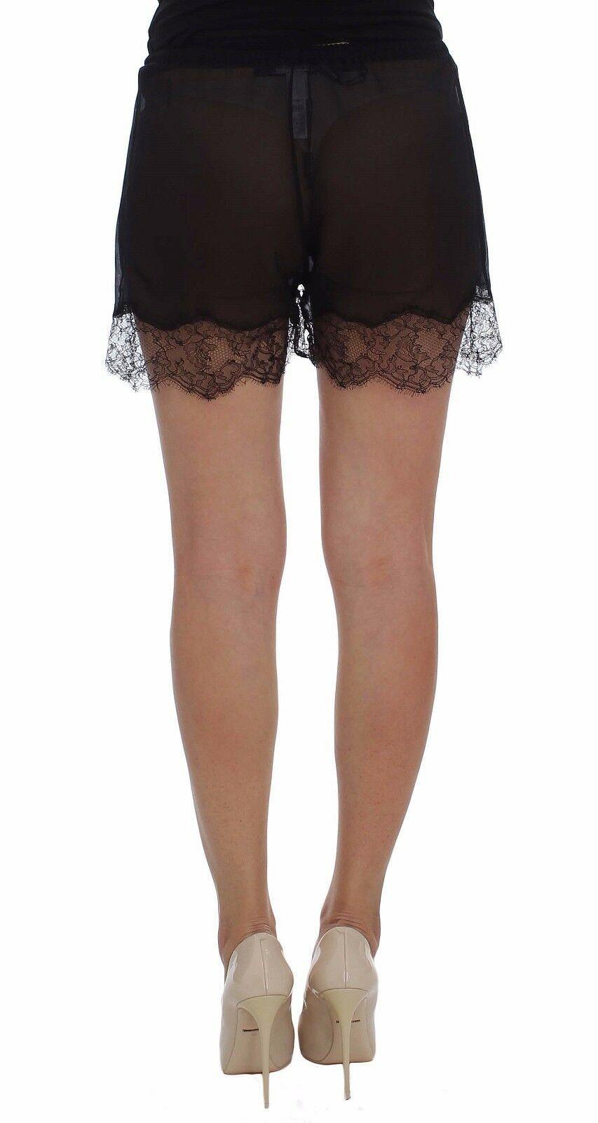 Dolce & Gabbana Elegant Black Floral Lace Silk Shorts - Arichezz.store