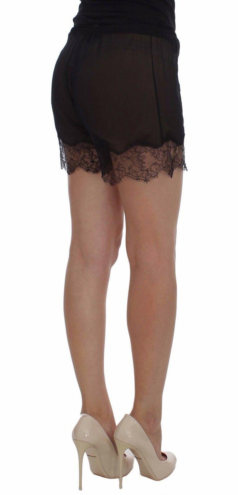 Dolce & Gabbana Elegant Black Floral Lace Silk Shorts - Arichezz.store