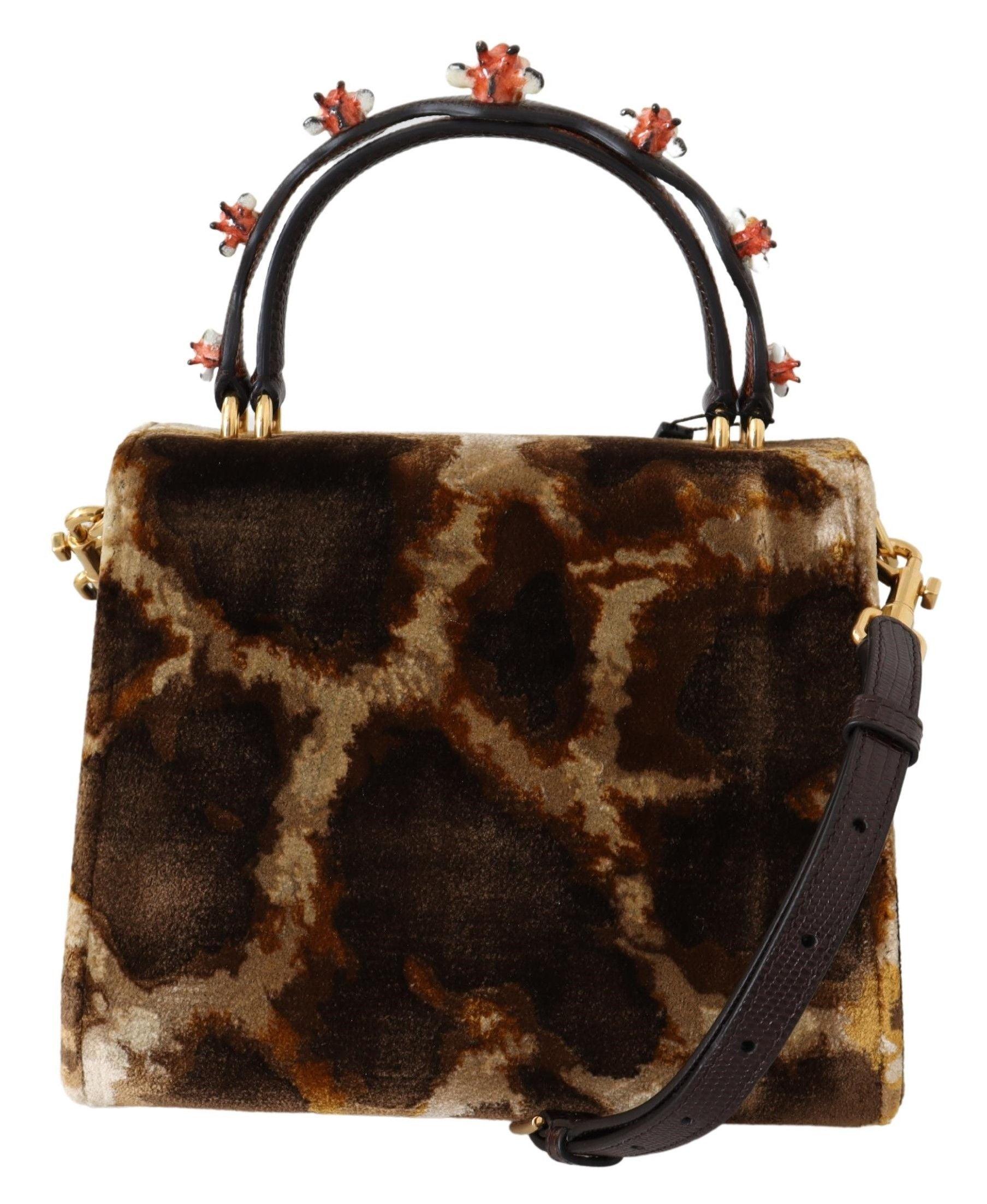 Dolce & Gabbana Elegant Giraffe Pattern Welcome Bag with Gold Accents - Arichezz.store