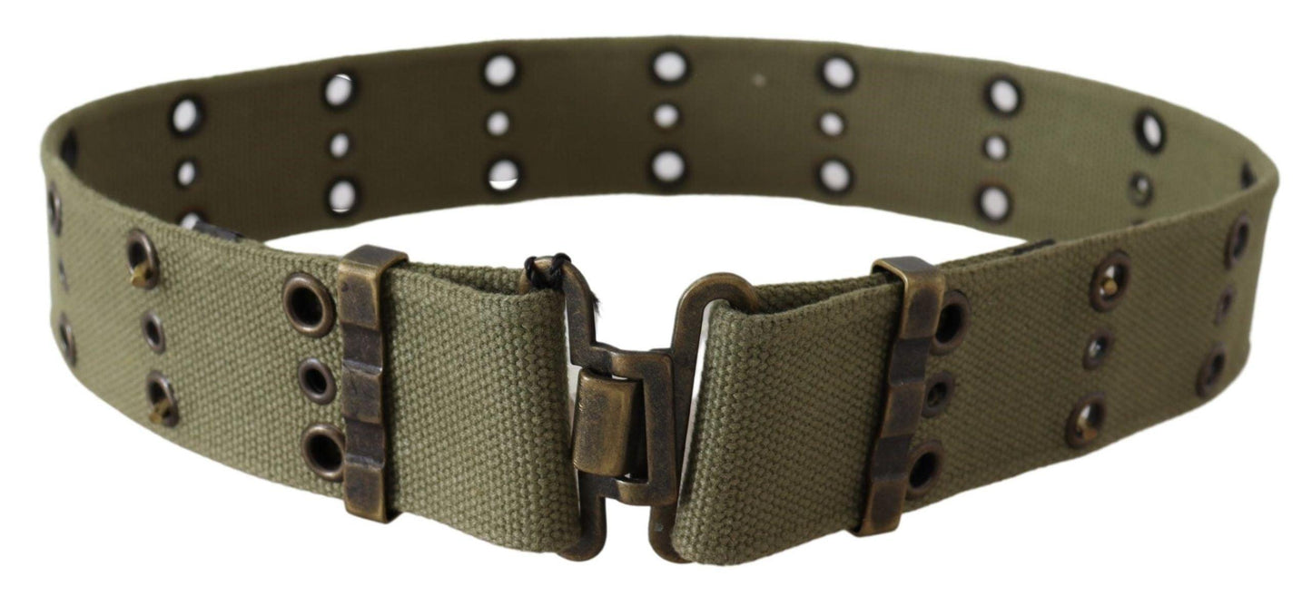 Ermanno Scervino Chic Army Green Cotton Waist Belt - Arichezz.store