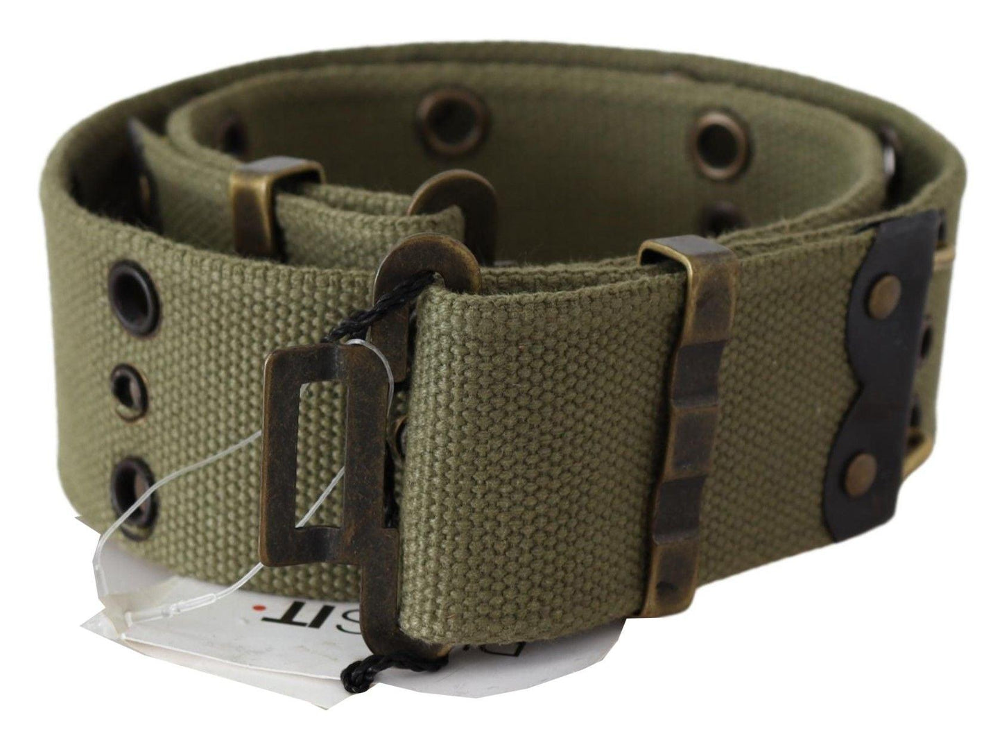 Ermanno Scervino Chic Army Green Cotton Waist Belt - Arichezz.store