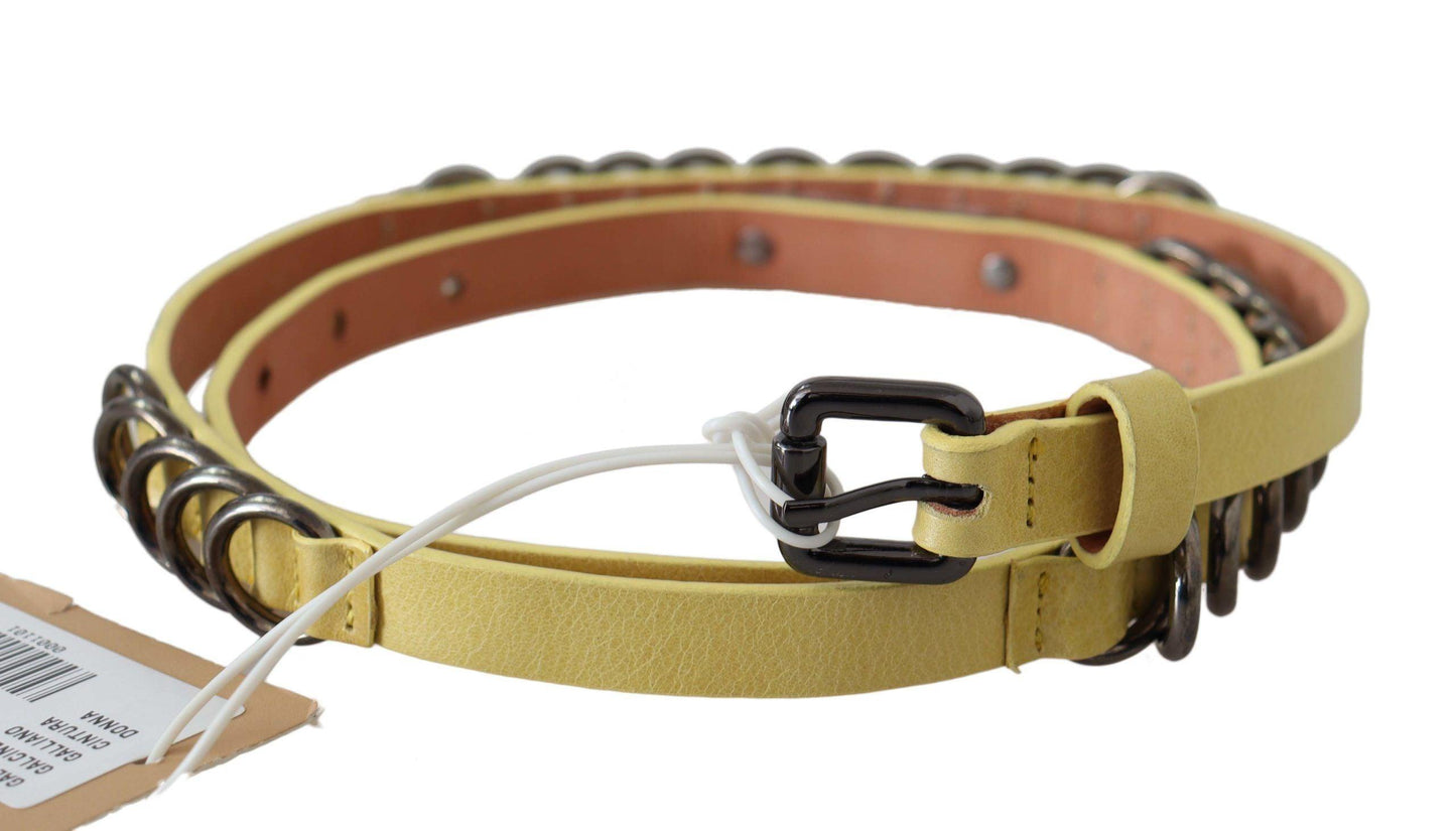 John Galliano Chic Yellow Leather Skinny Belt - Arichezz.store