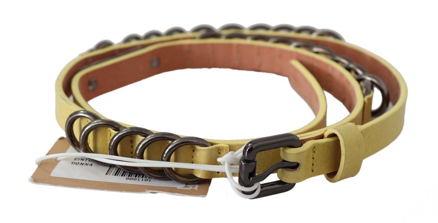 John Galliano Chic Yellow Leather Skinny Belt - Arichezz.store