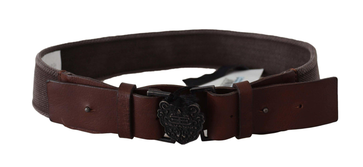 Ermanno Scervino Classic Dark Brown Leather Belt with Logo Buckle - Arichezz.store