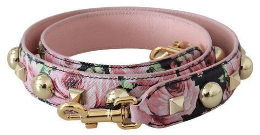 Dolce & Gabbana Floral Gold Stud Leather Strap in Pink - Arichezz.store