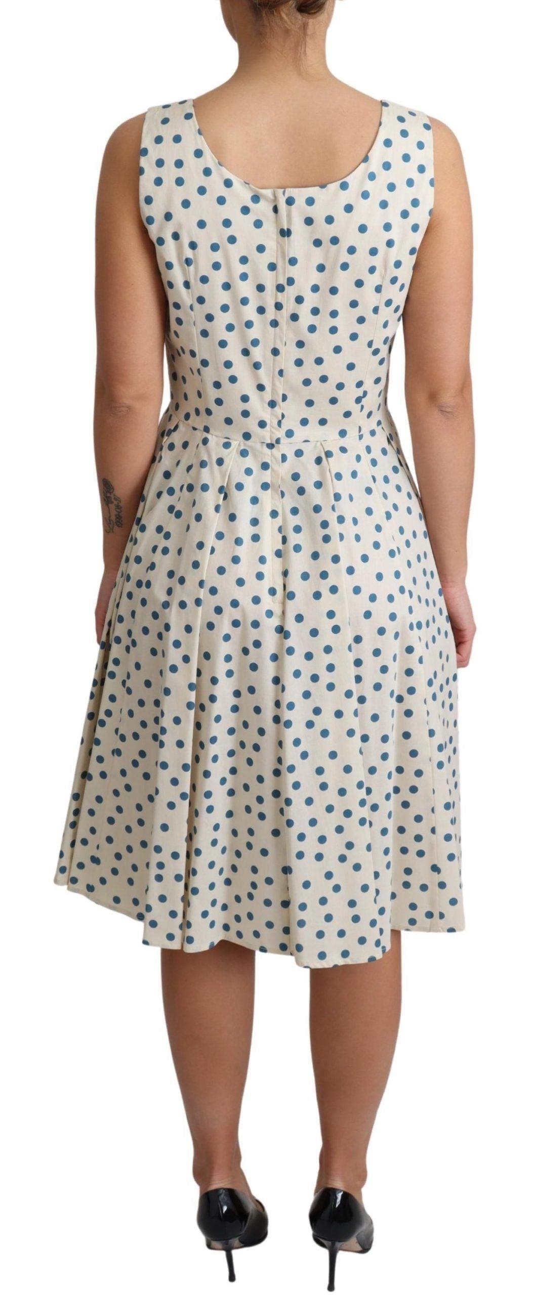 Dolce & Gabbana Elegant Beige Polka Dot A-Line Sleeveless Dress