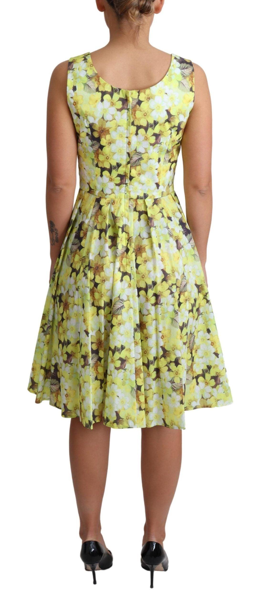 Dolce & Gabbana Elegant Yellow Floral A-Line Sleeveless Dress - Arichezz.store