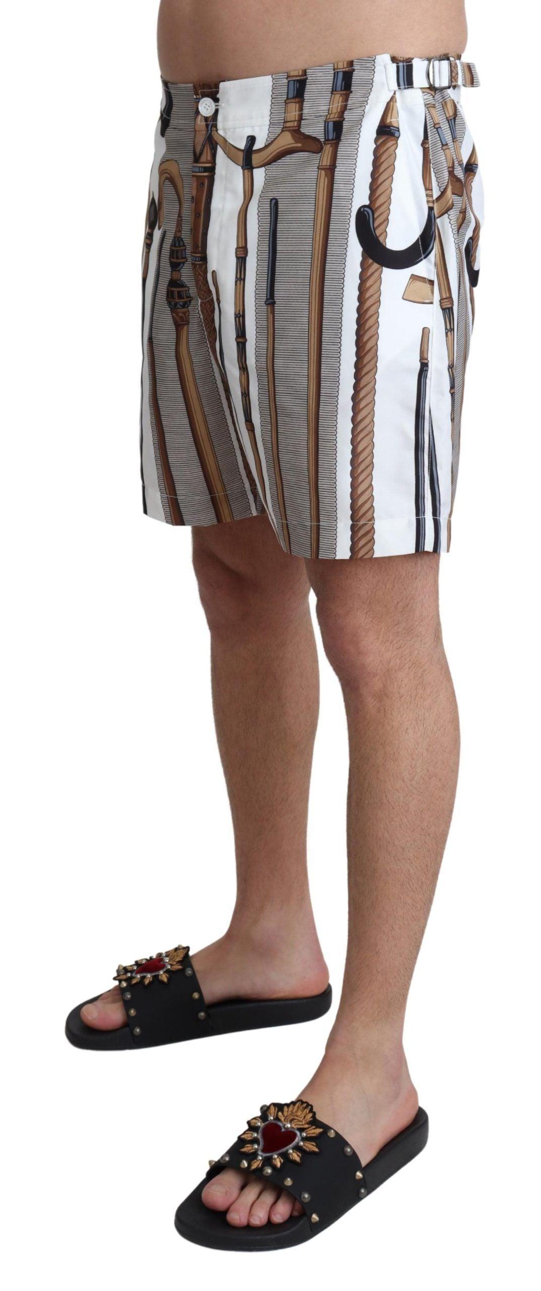 Dolce & Gabbana Elegant White Multicolor Swim Shorts - Arichezz.store