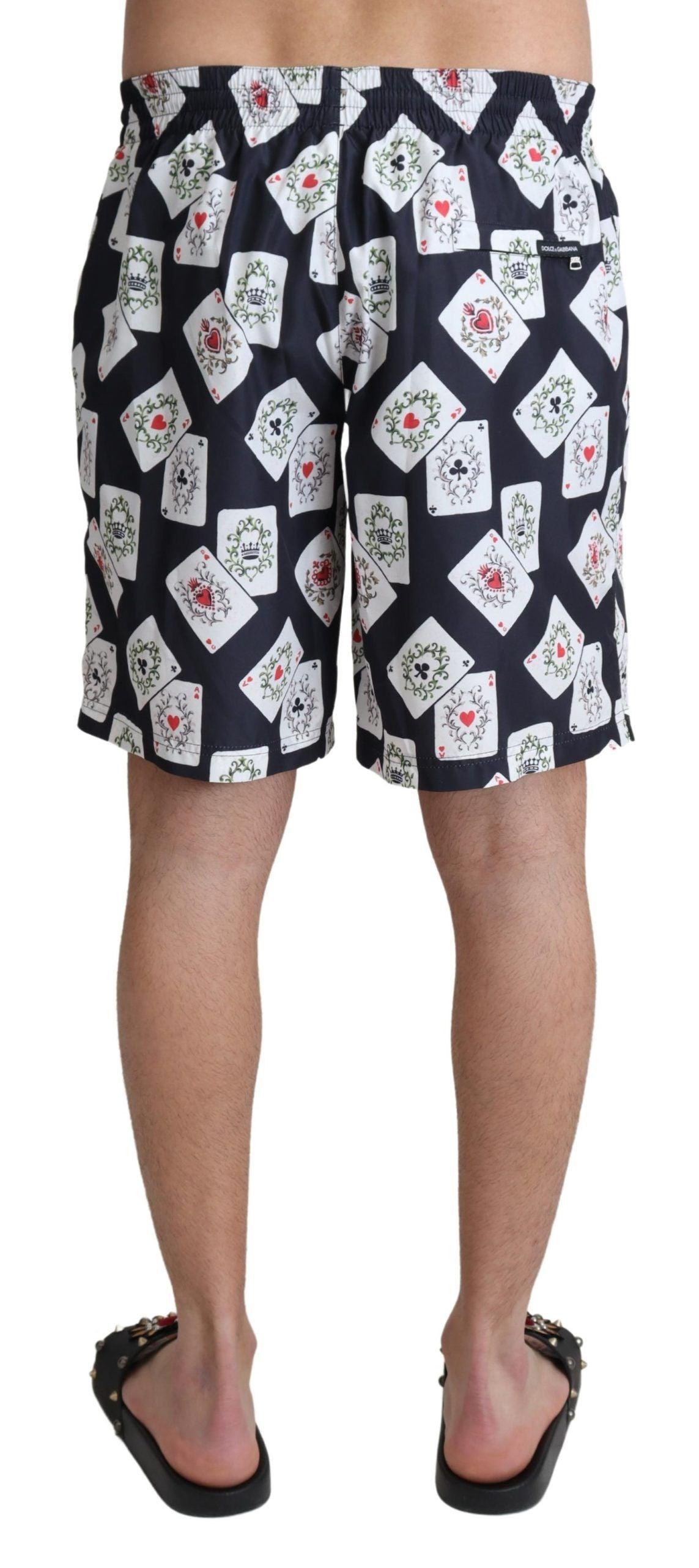 Dolce & Gabbana Multicolor Card Deck Printed Swim Trunks - Arichezz.store