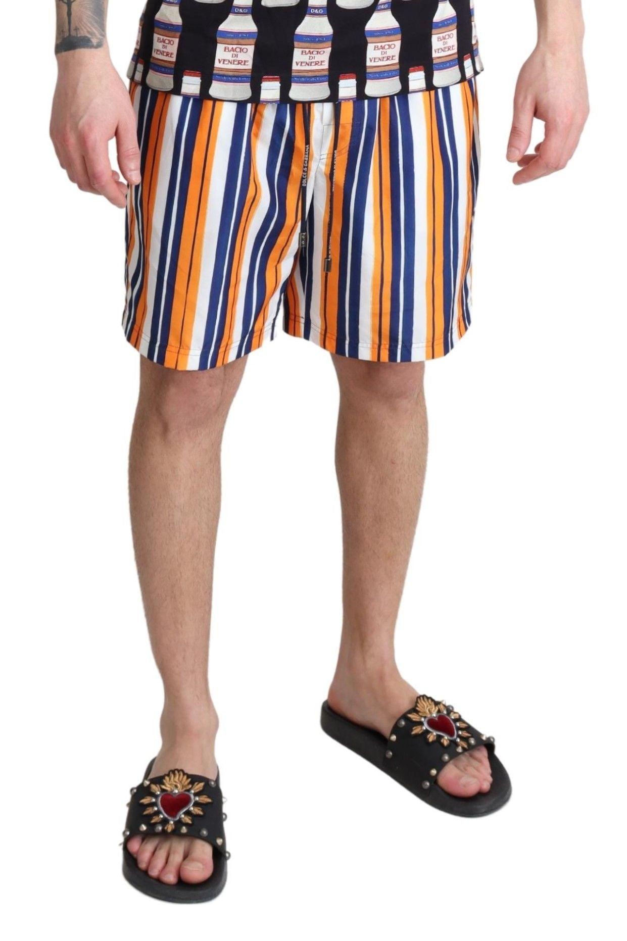 Dolce & Gabbana Multicolor Striped Swim Shorts Trunks - Arichezz.store