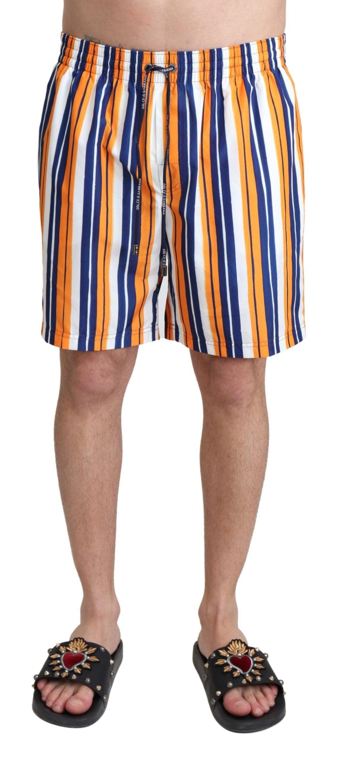 Dolce & Gabbana Multicolor Striped Swim Shorts Trunks - Arichezz.store