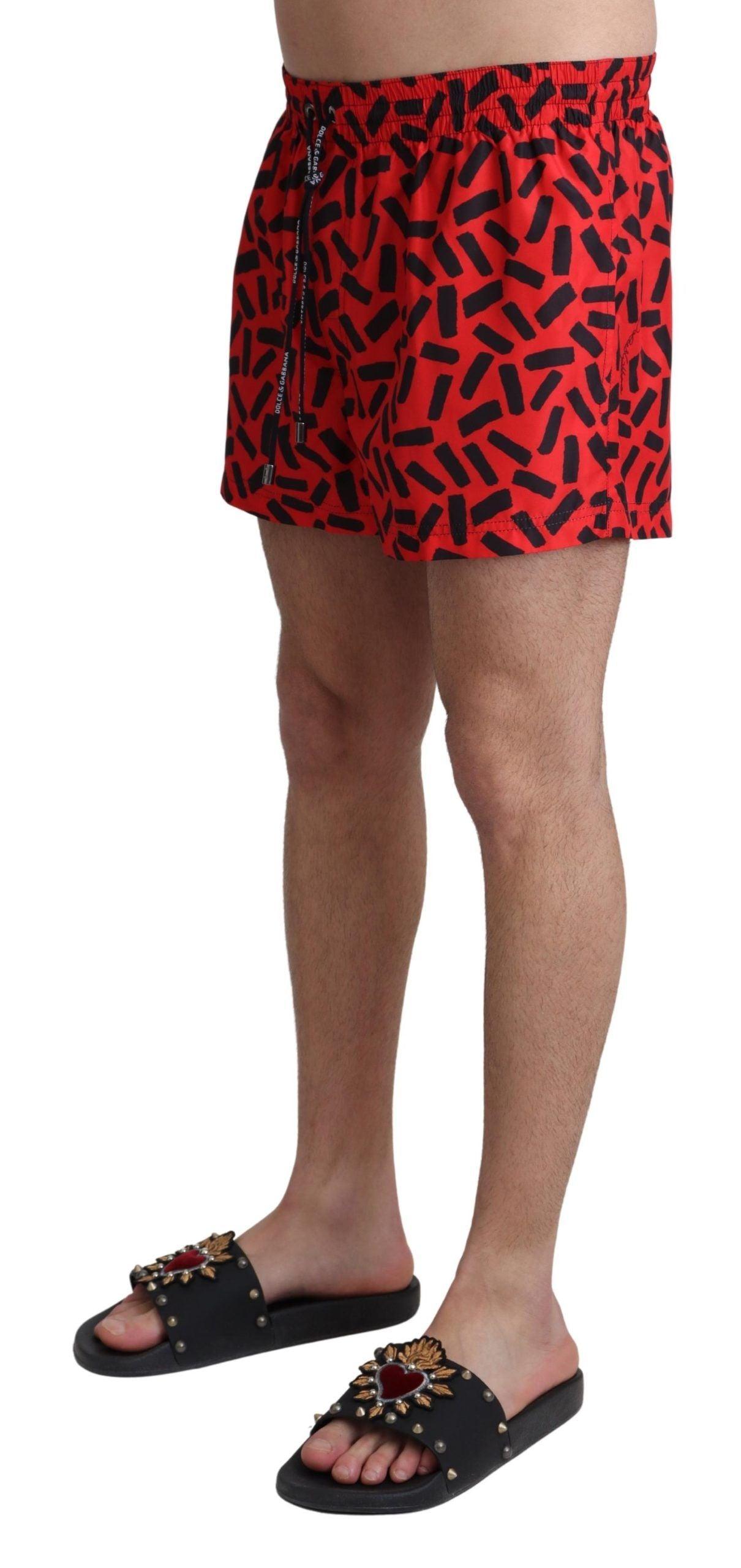 Dolce & Gabbana Radiant Red Drawstring Swim Trunks - Arichezz.store