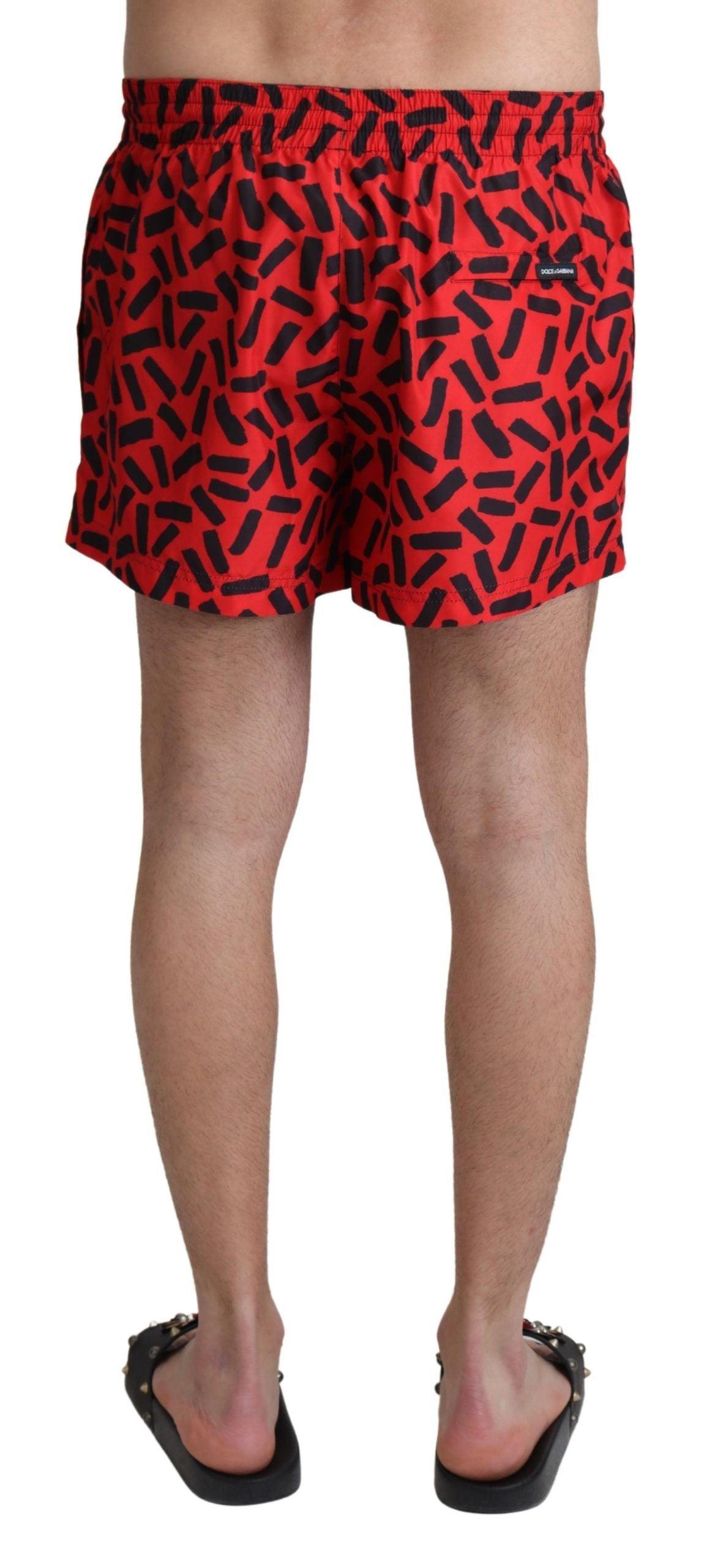 Dolce & Gabbana Radiant Red Drawstring Swim Trunks - Arichezz.store