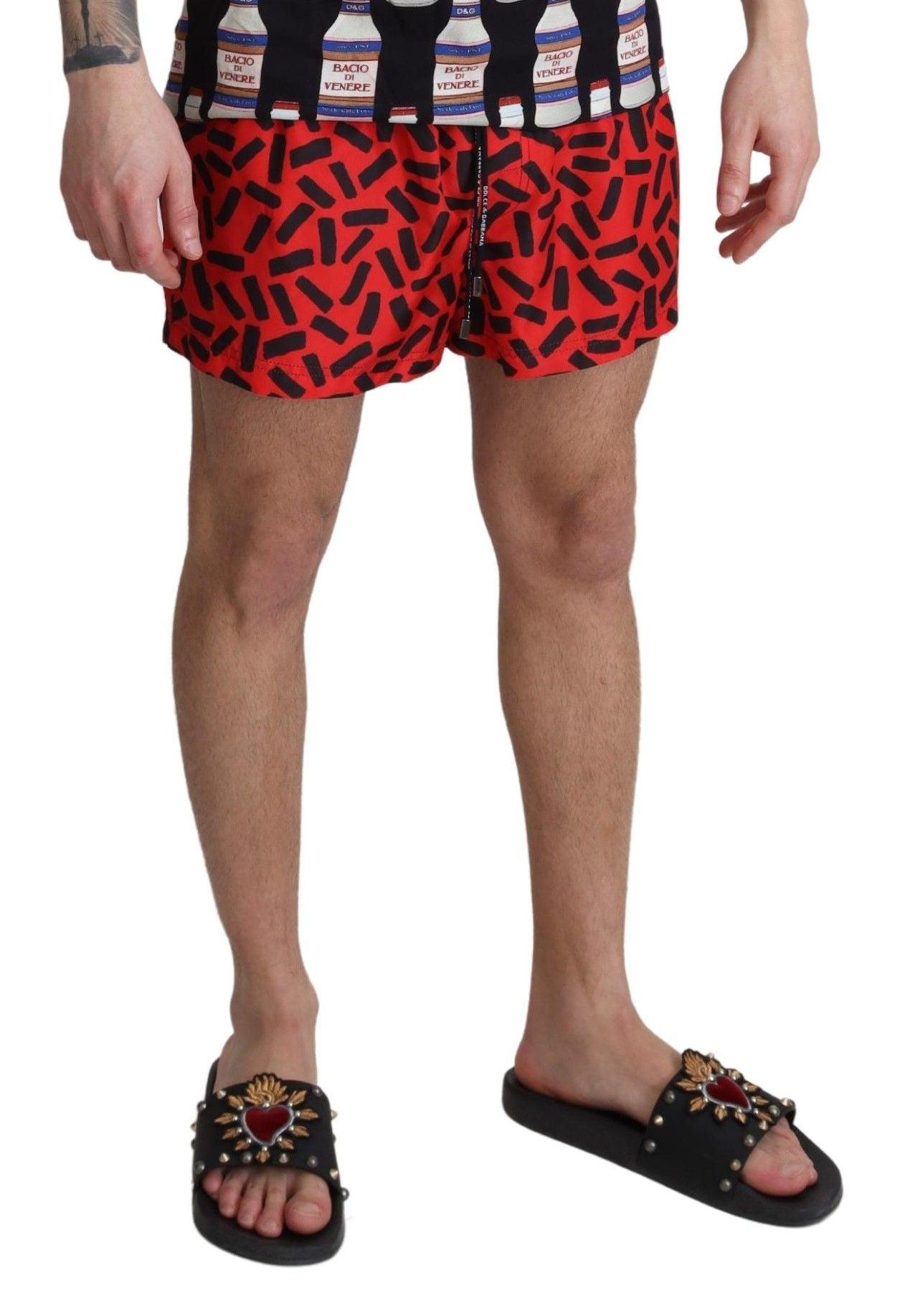 Dolce & Gabbana Radiant Red Drawstring Swim Trunks - Arichezz.store