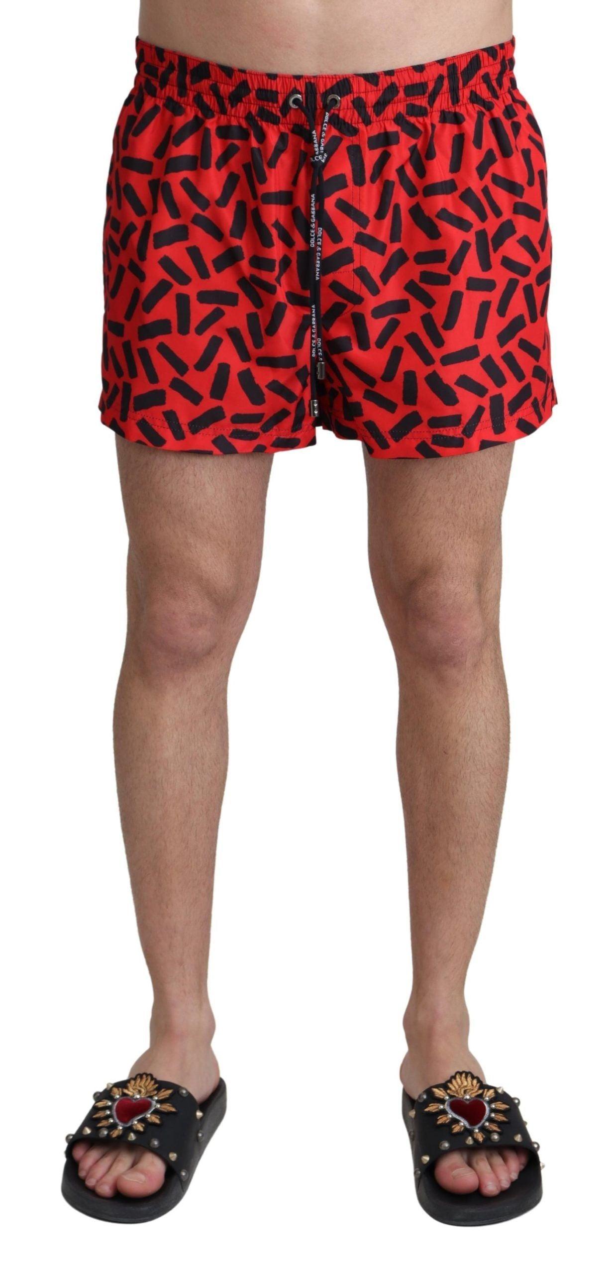 Dolce & Gabbana Radiant Red Drawstring Swim Trunks - Arichezz.store