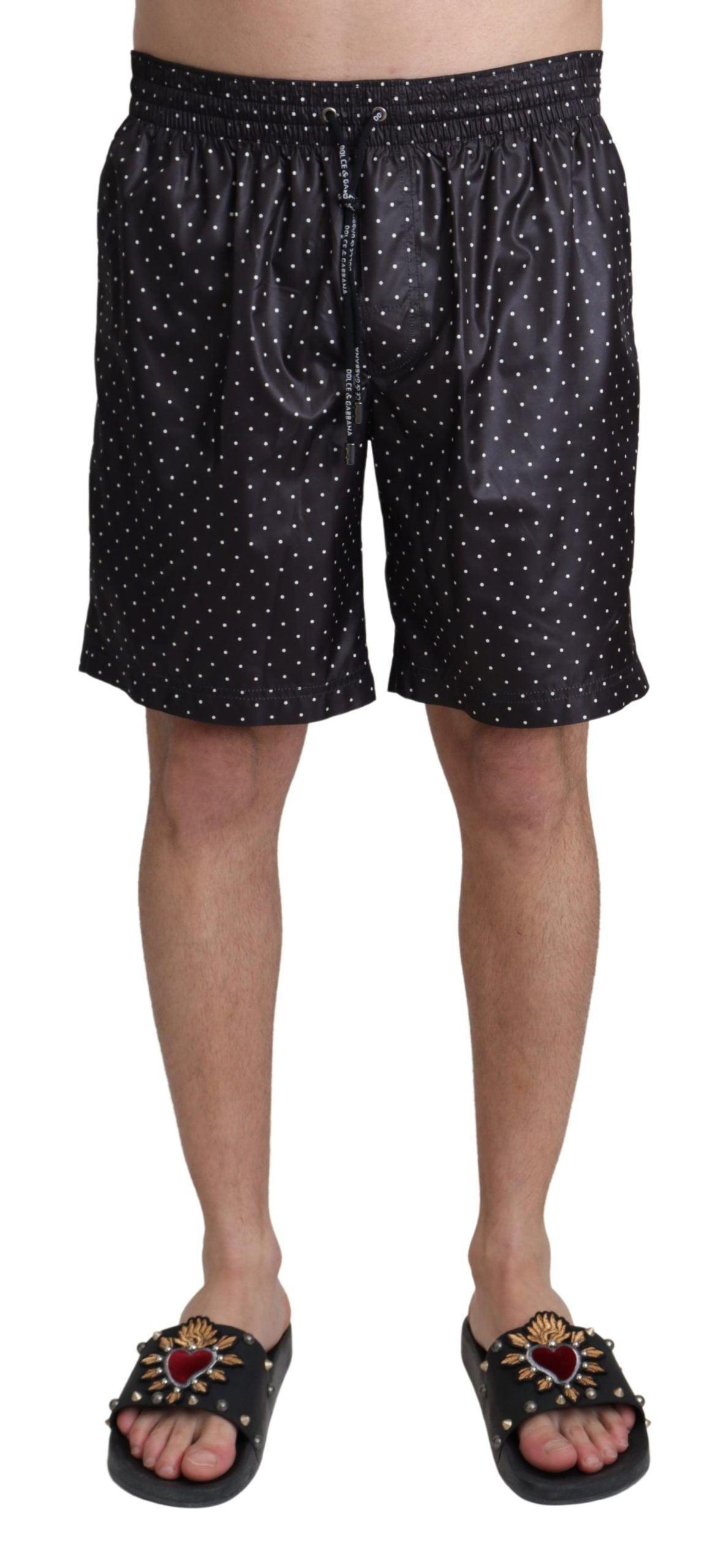 Dolce & Gabbana Chic Black Polka Dot Men's Swim Trunks - Arichezz.store