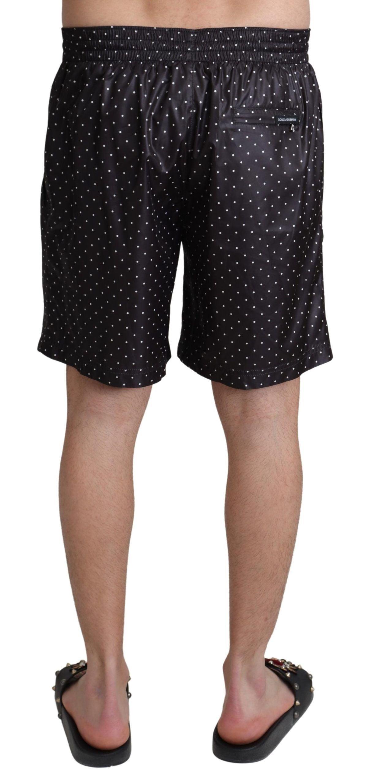 Dolce & Gabbana Chic Black Polka Dot Men's Swim Trunks - Arichezz.store