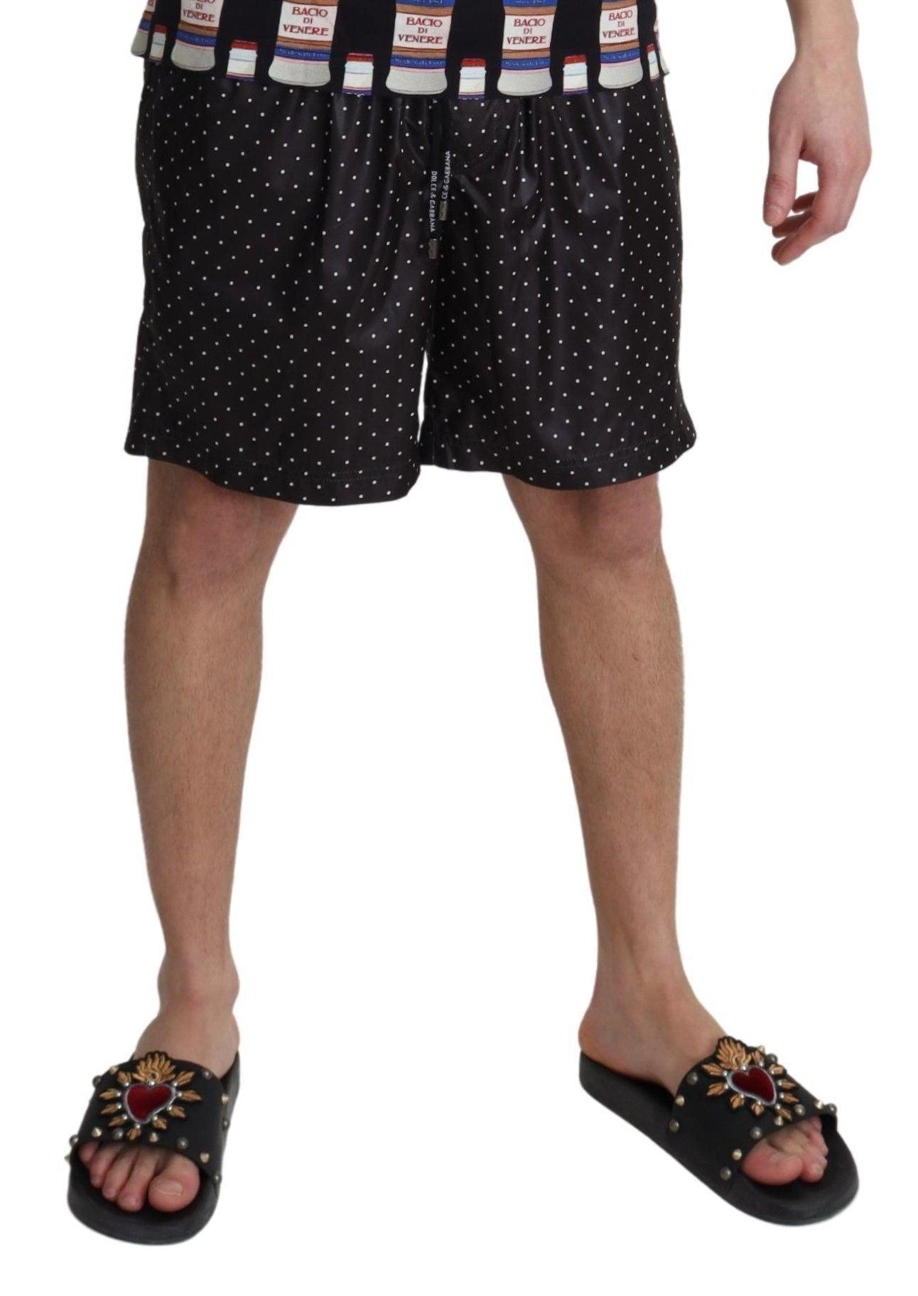 Dolce & Gabbana Chic Black Polka Dot Men's Swim Trunks - Arichezz.store