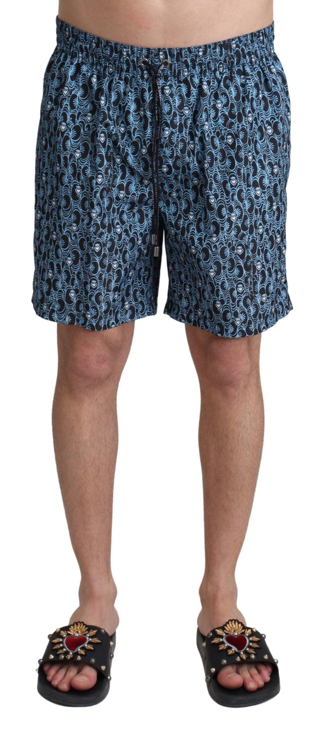 Dolce & Gabbana Chic Blue Drawstring Swim Trunks - Arichezz.store