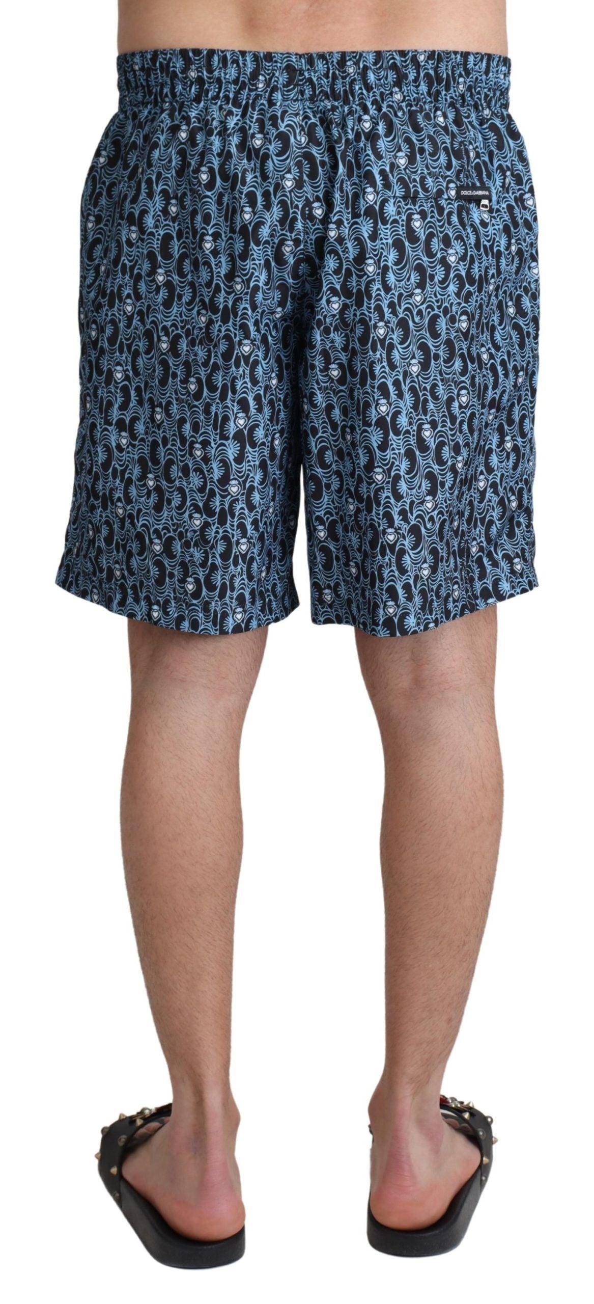 Dolce & Gabbana Chic Blue Drawstring Swim Trunks - Arichezz.store