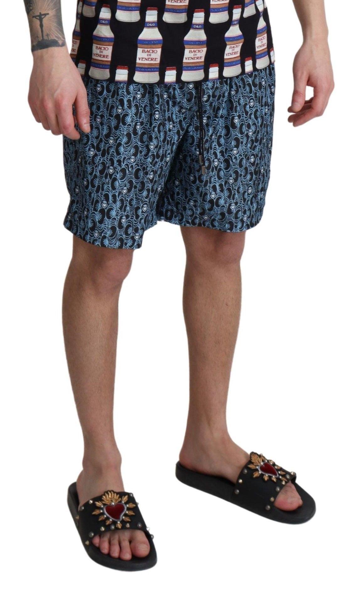 Dolce & Gabbana Chic Blue Drawstring Swim Trunks - Arichezz.store