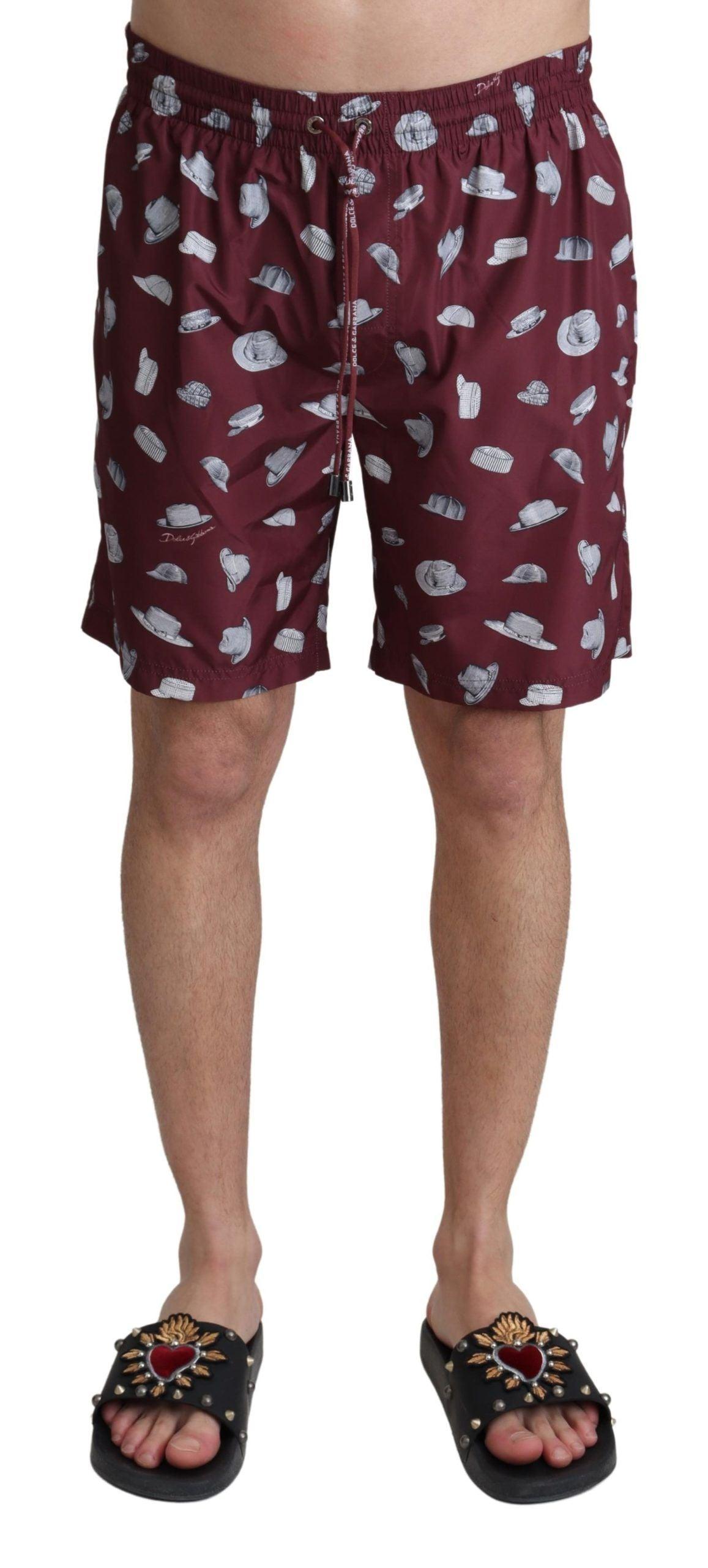 Dolce & Gabbana Elegant Maroon Beachwear Trunks - Arichezz.store