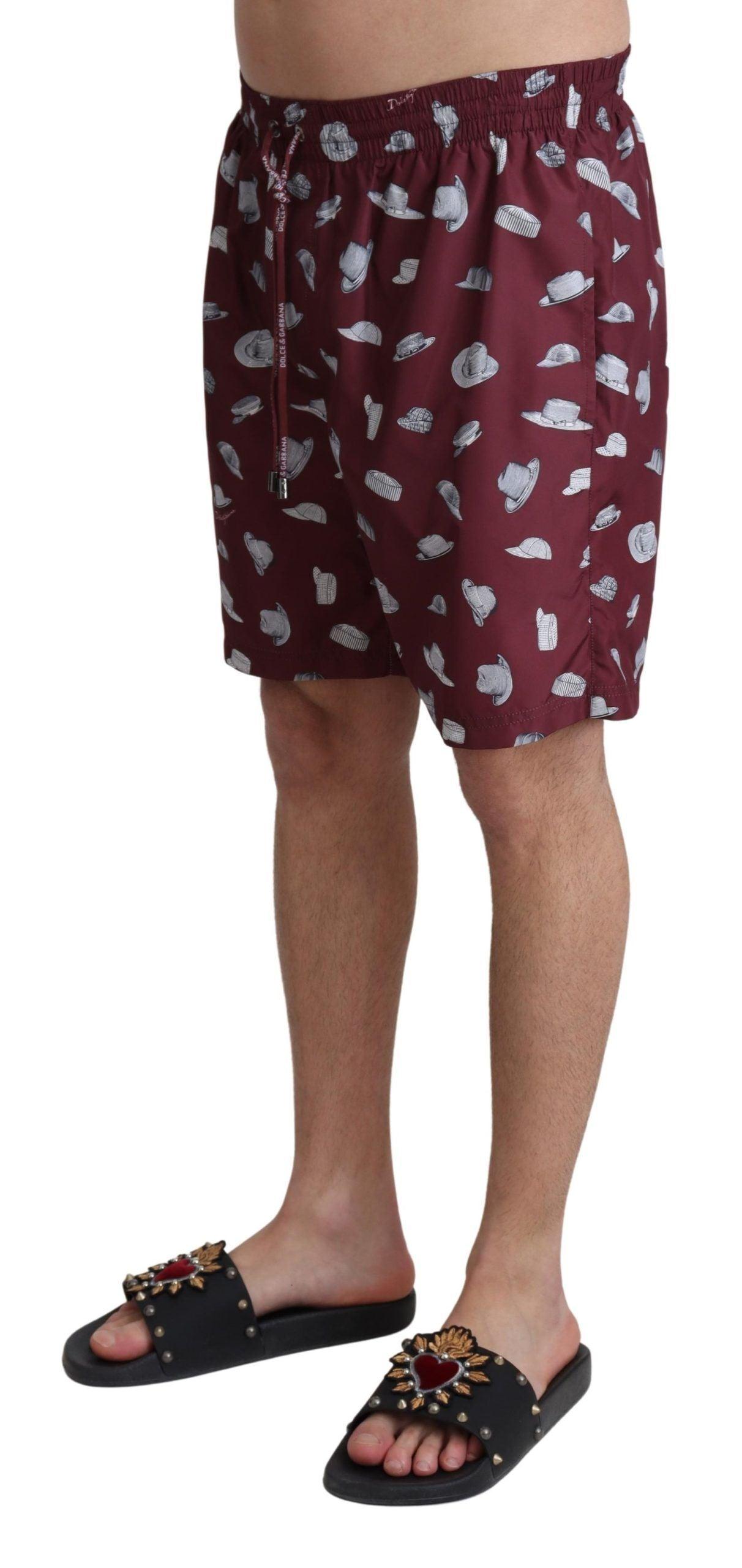 Dolce & Gabbana Elegant Maroon Beachwear Trunks - Arichezz.store