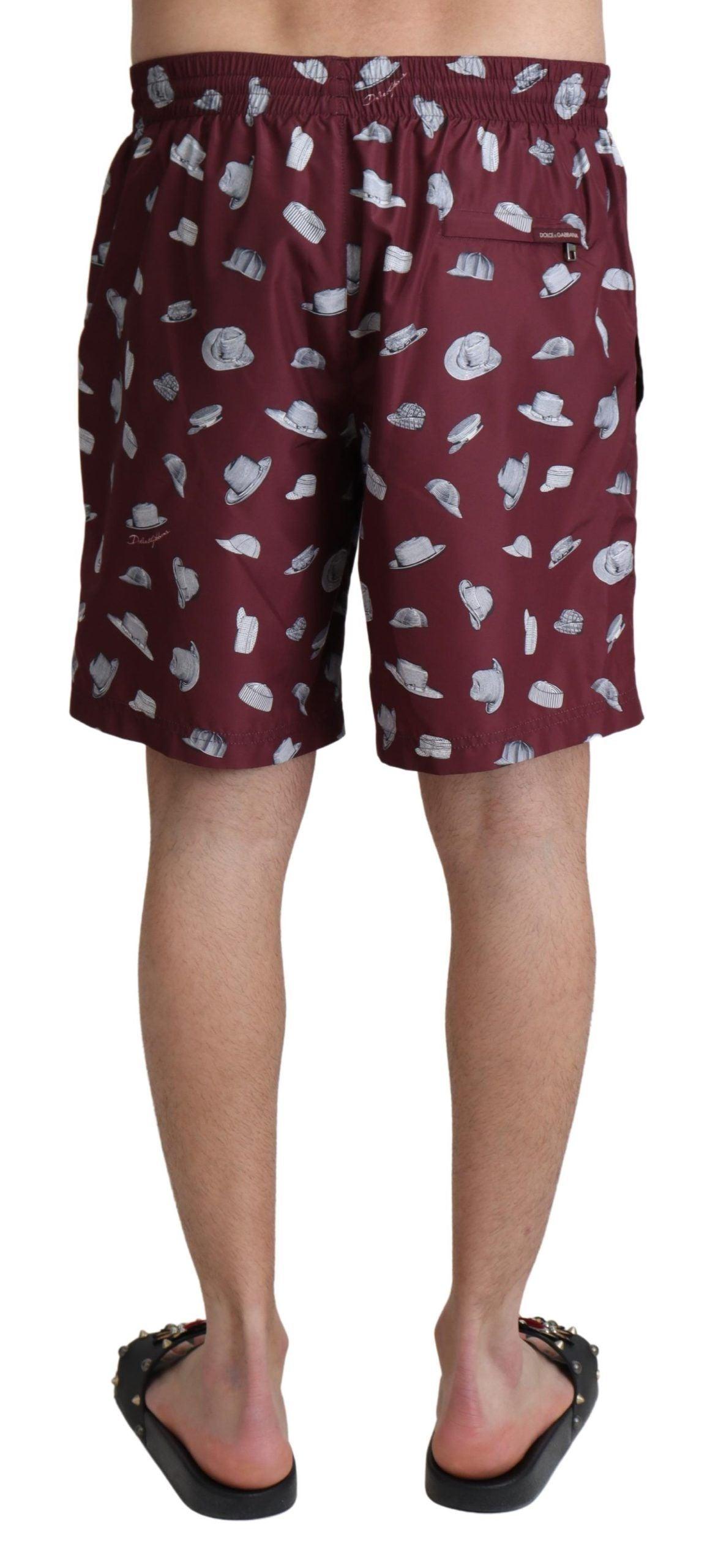 Dolce & Gabbana Elegant Maroon Beachwear Trunks - Arichezz.store