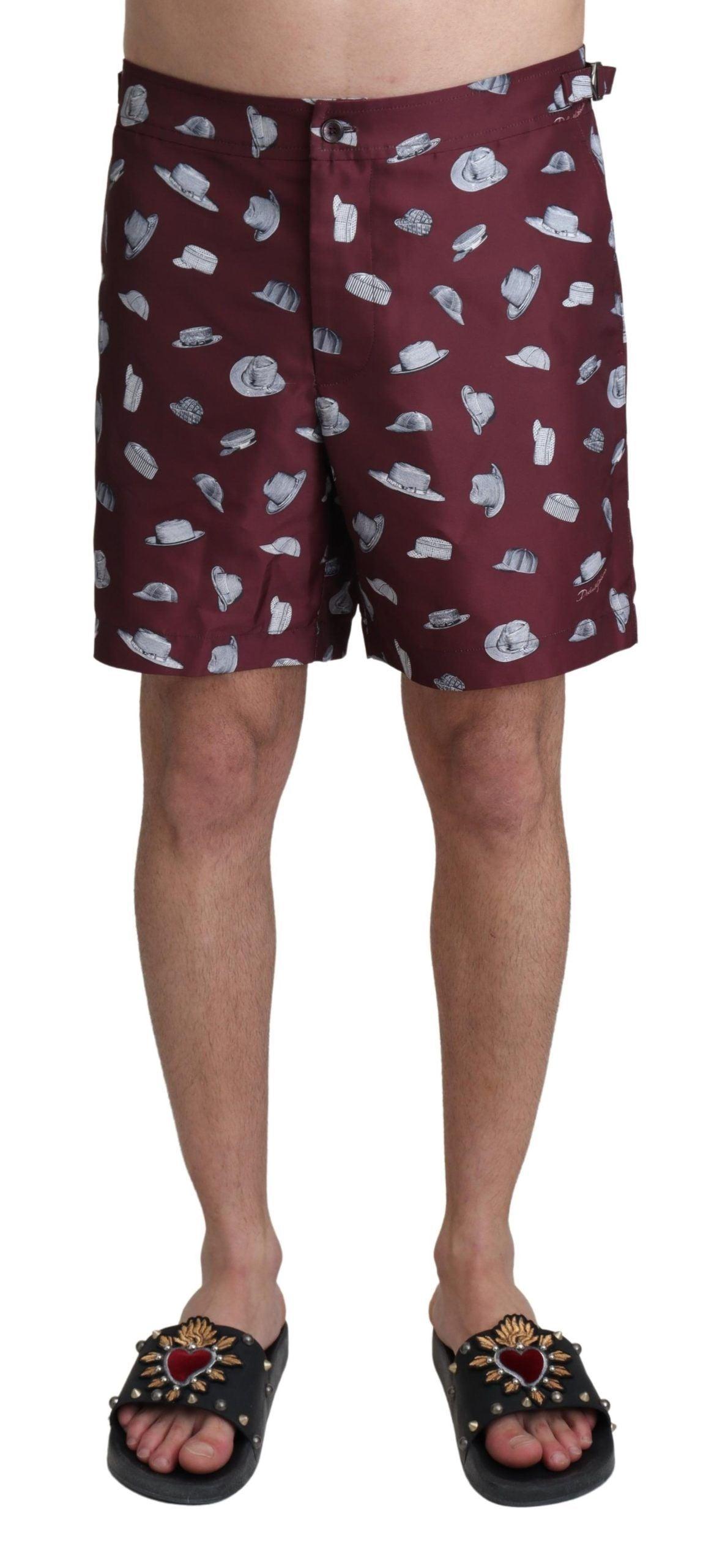 Dolce & Gabbana Elegant Maroon Swim Trunks - Arichezz.store