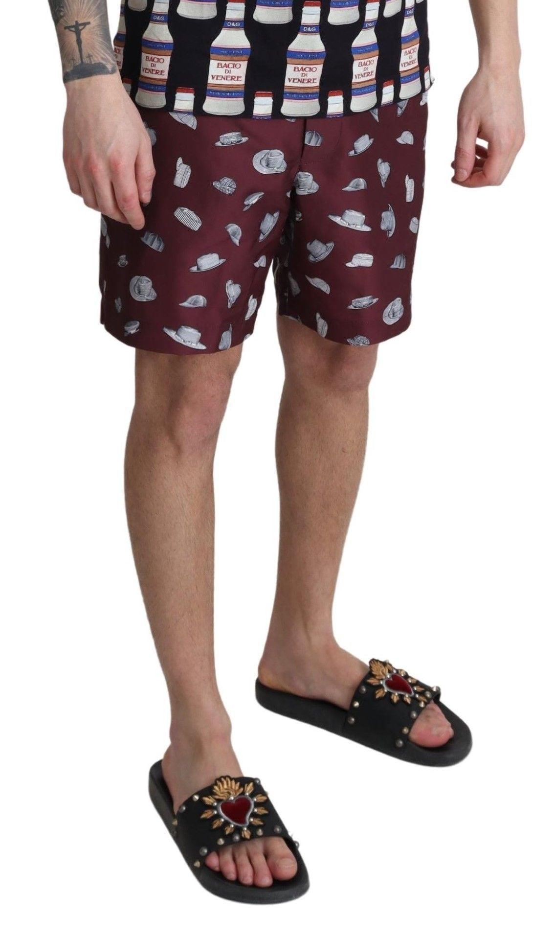 Dolce & Gabbana Elegant Maroon Swim Trunks - Arichezz.store