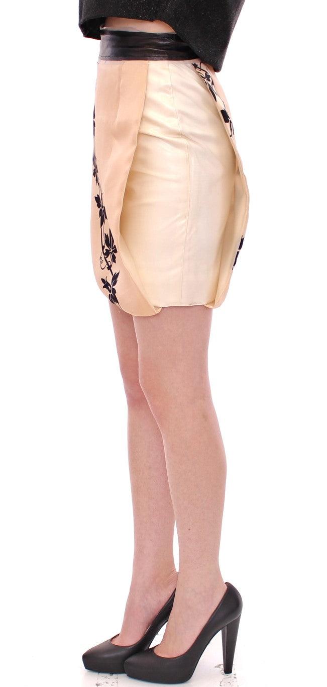 Caterina Gatta Chic Beige Mini Skirt - Silk & Nylon Blend - Arichezz.store