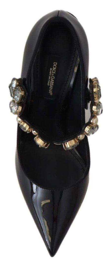 Dolce & Gabbana Elegant Black Leather Crystal Pumps - Arichezz.store