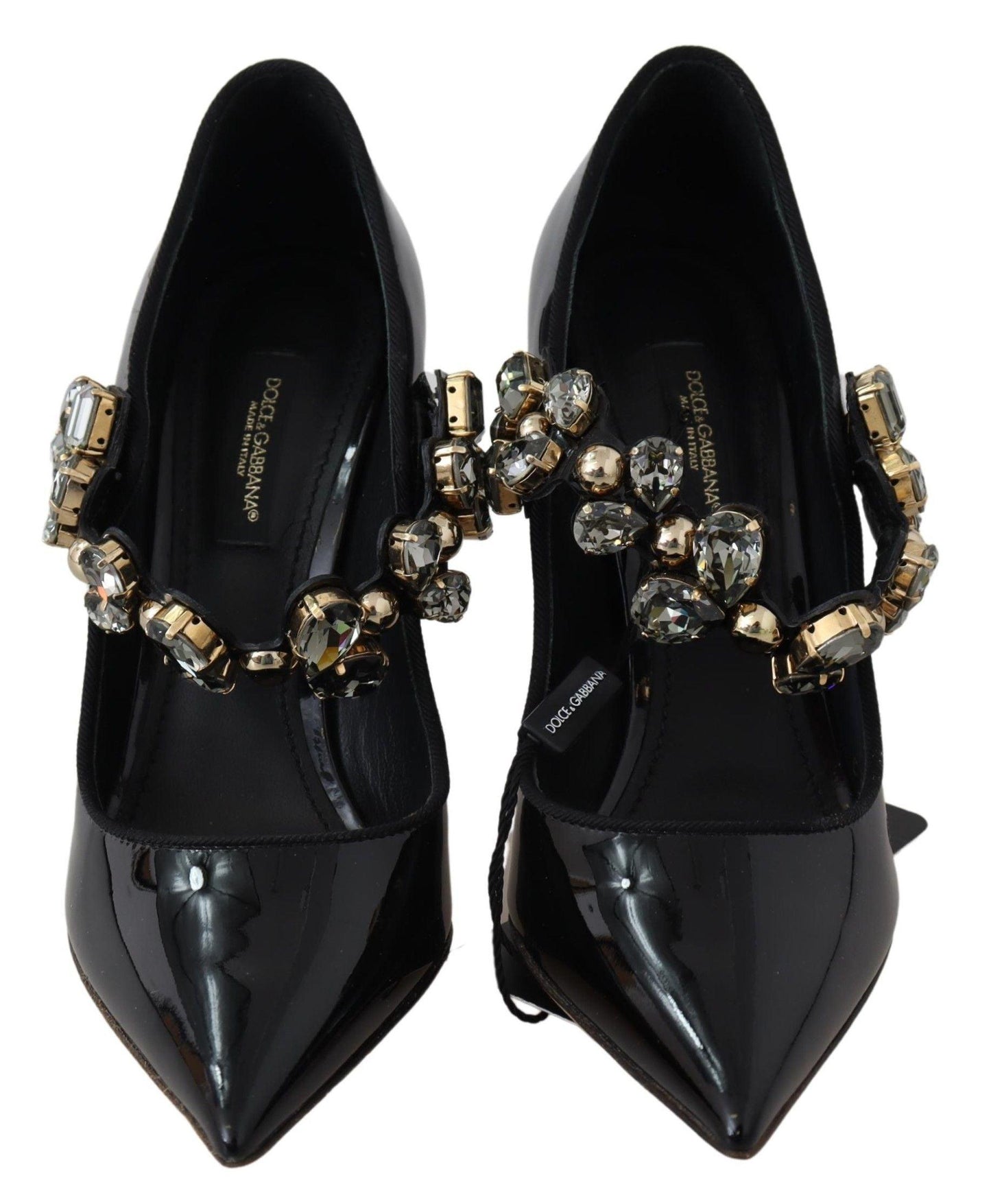 Dolce & Gabbana Elegant Black Leather Crystal Pumps - Arichezz.store