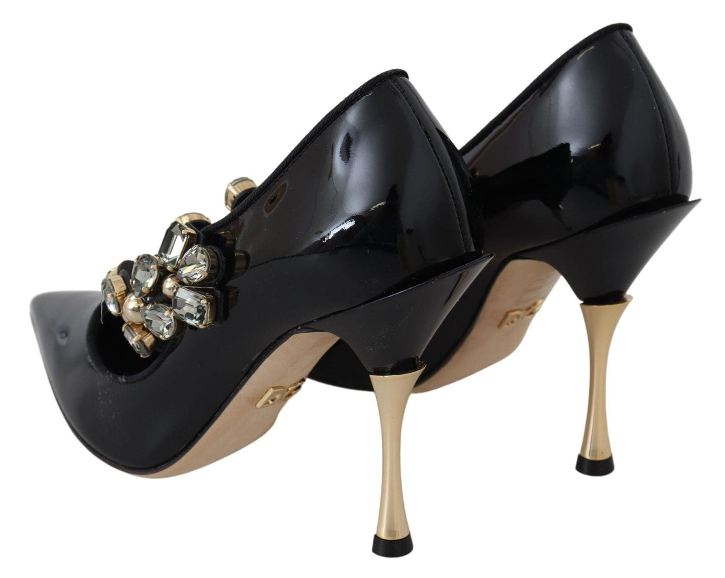 Dolce & Gabbana Elegant Black Leather Crystal Pumps - Arichezz.store