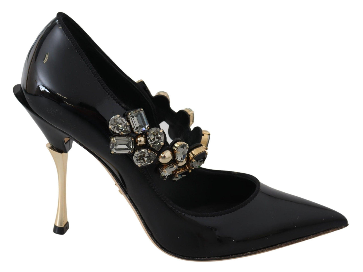 Dolce & Gabbana Elegant Black Leather Crystal Pumps - Arichezz.store