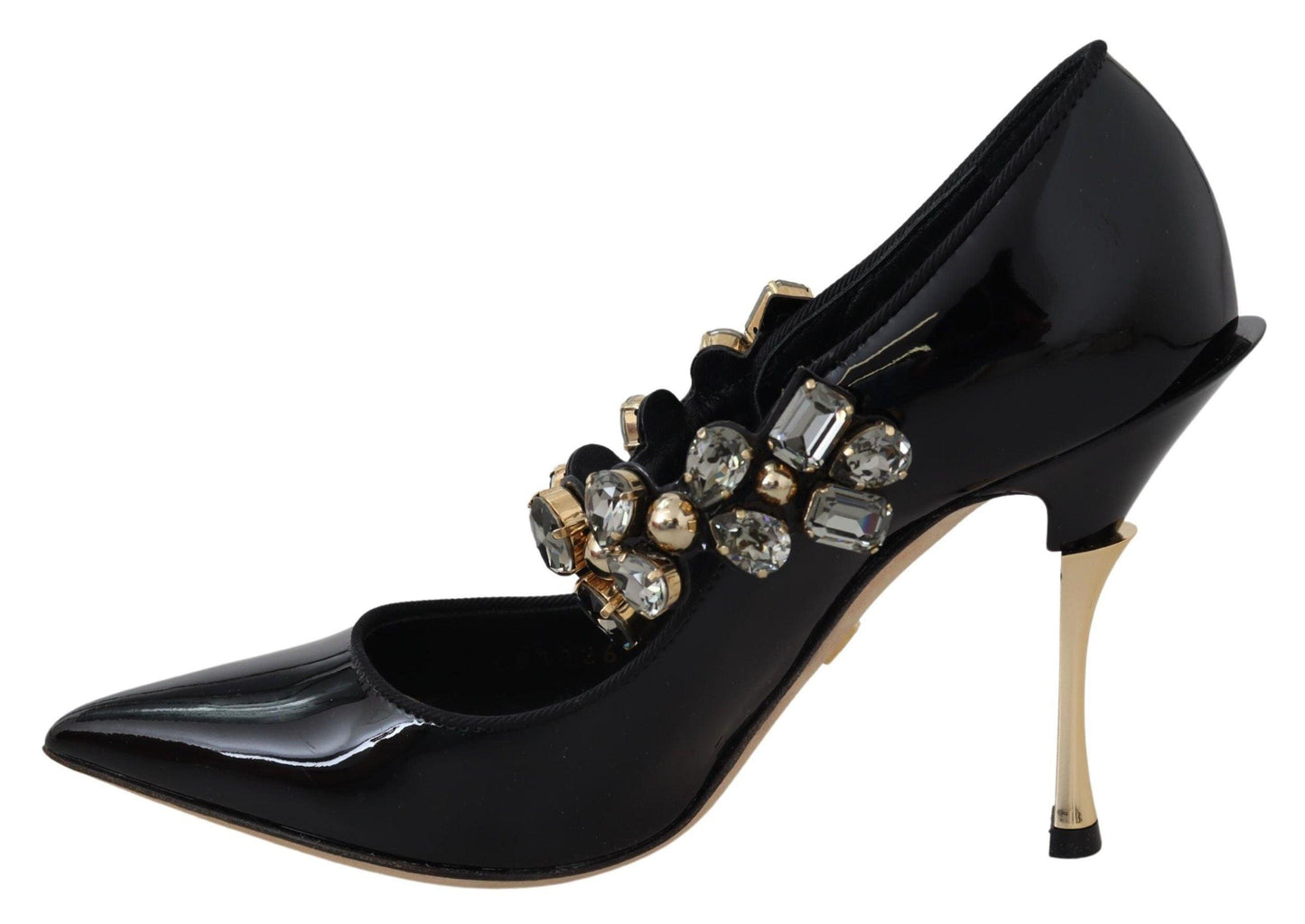 Dolce & Gabbana Elegant Black Leather Crystal Pumps - Arichezz.store