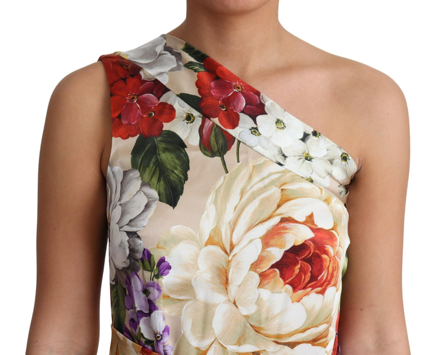 Dolce & Gabbana Elegant One-Shoulder Floral Silk Maxi Dress - Arichezz.store